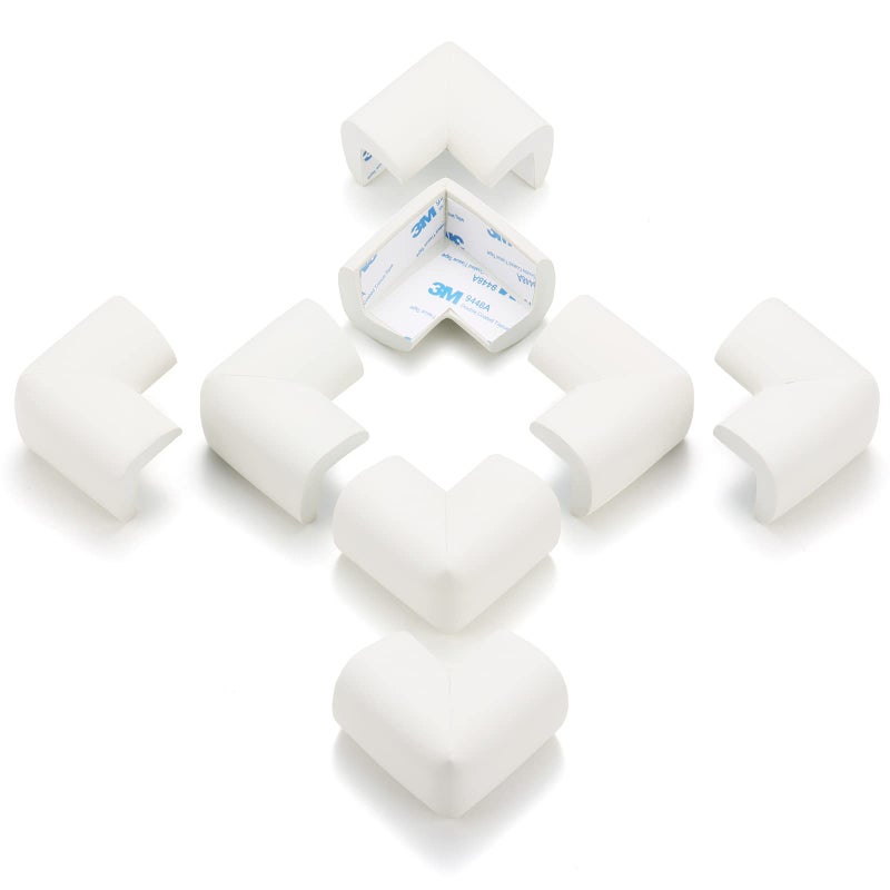 AIXMEET 8 Pack Soft Corner Protector Baby Proofing Edge and Corner Guards, Safety Pre-Taped Rubber Foam,Child Safety Furniture Bumper, Corner Protectors for furniturey, Soft Sponge Table Corners, White - Image 3